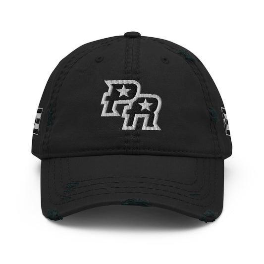 PR - BLK & WHITE (Distressed Dad Hat)