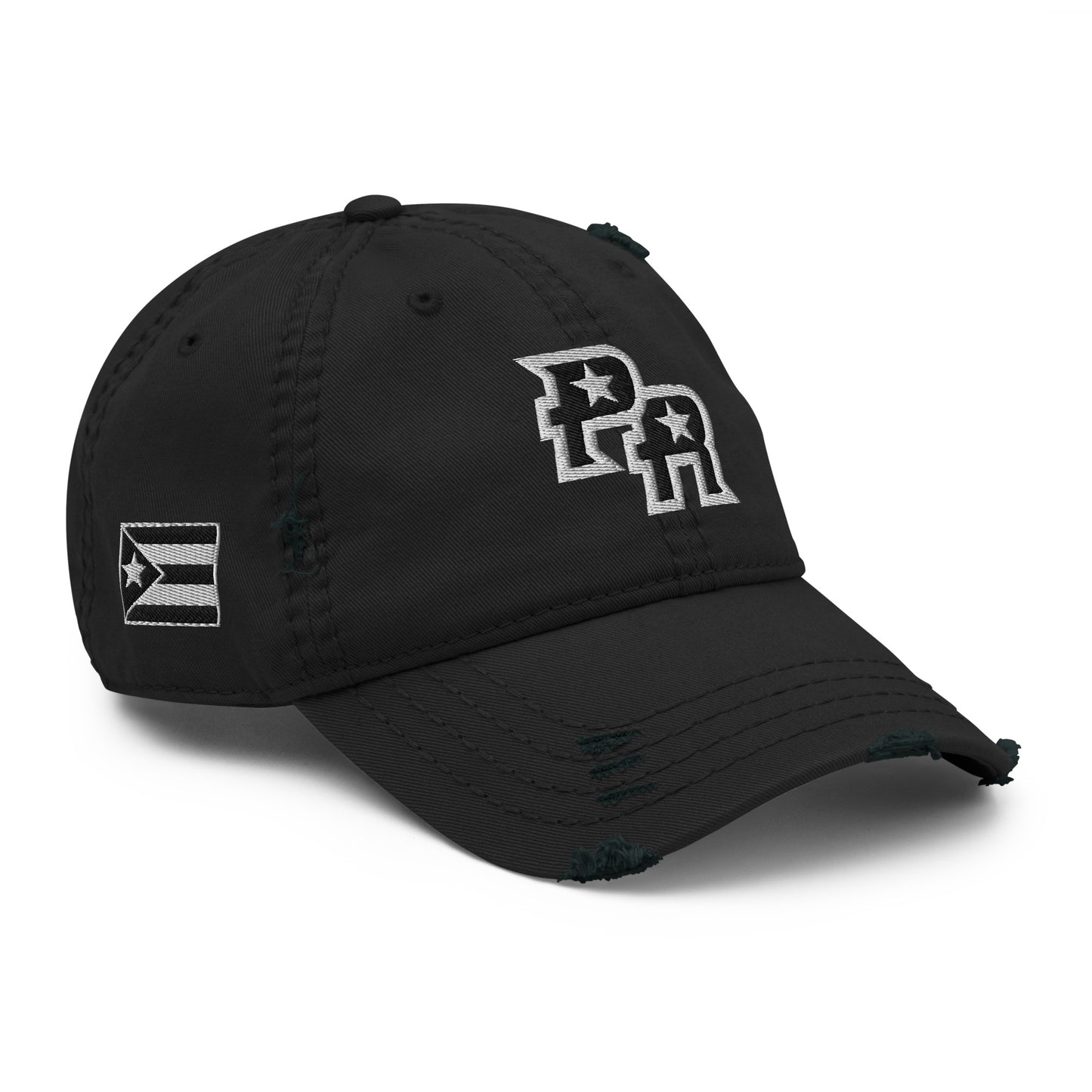 PR - BLK & WHITE (Distressed Dad Hat)