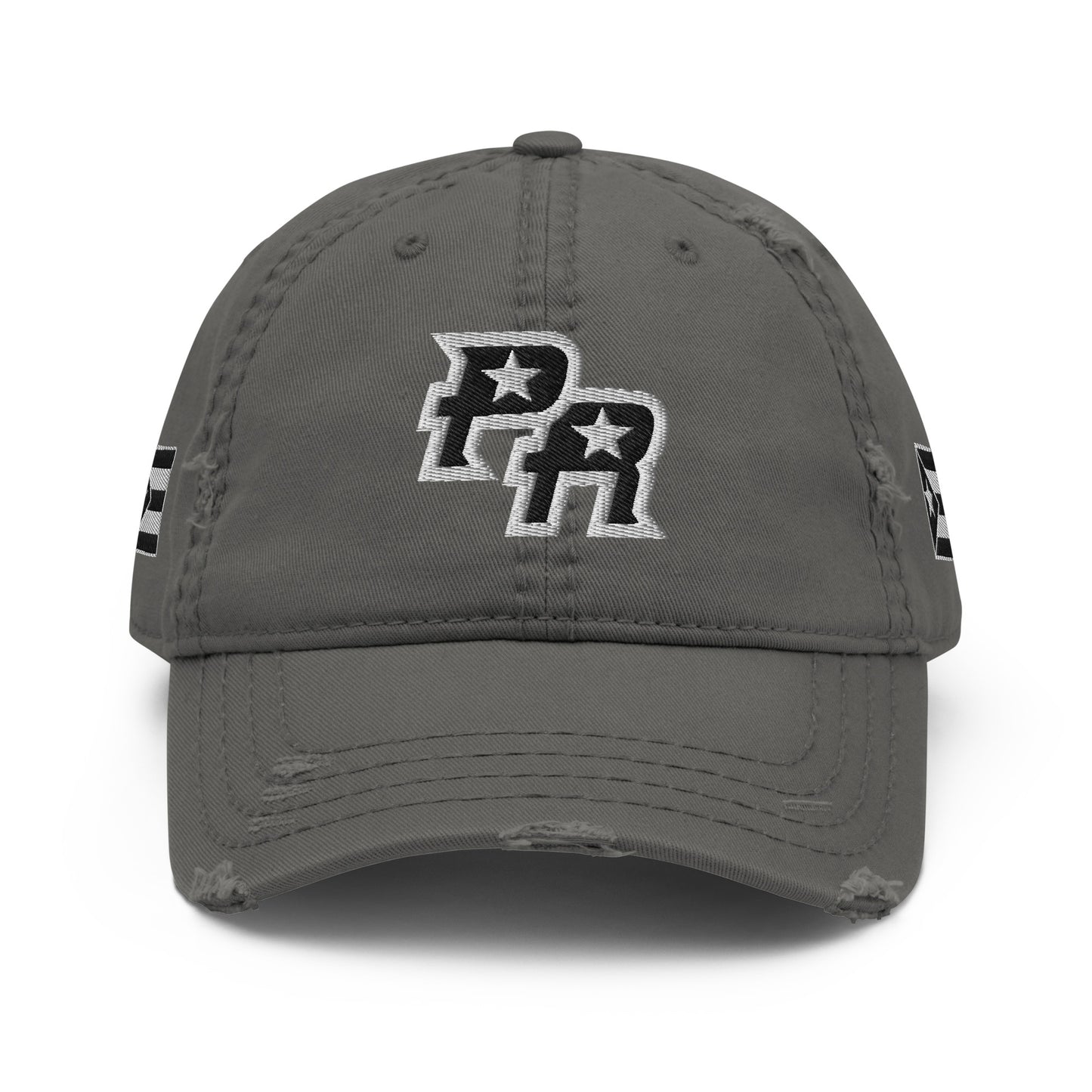 PR - BLK & WHITE (Distressed Dad Hat)