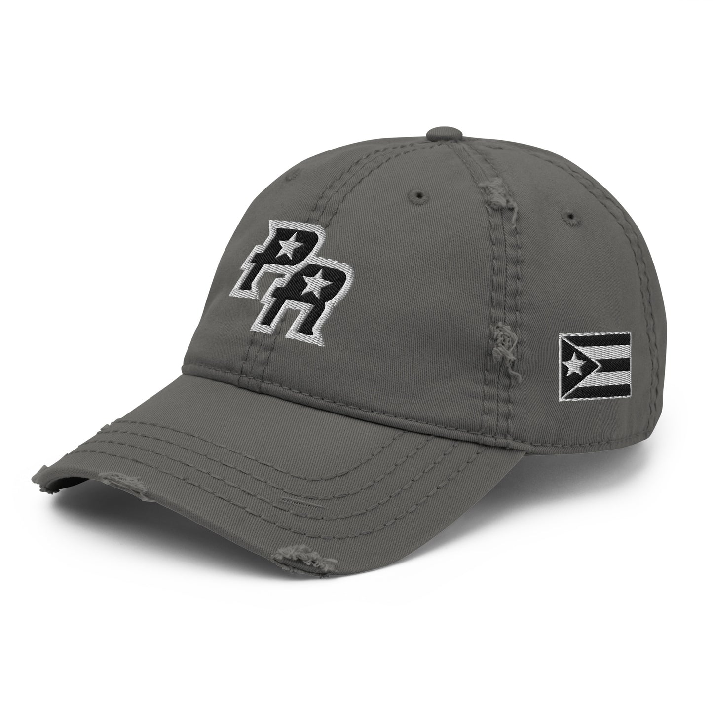 PR - BLK & WHITE (Distressed Dad Hat)