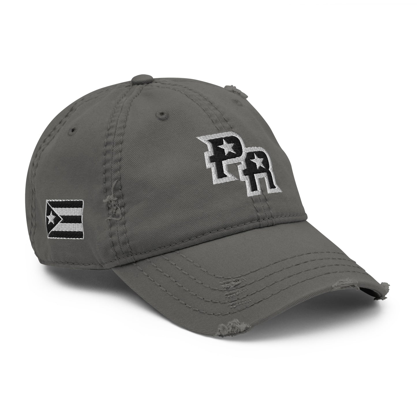 PR - BLK & WHITE (Distressed Dad Hat)