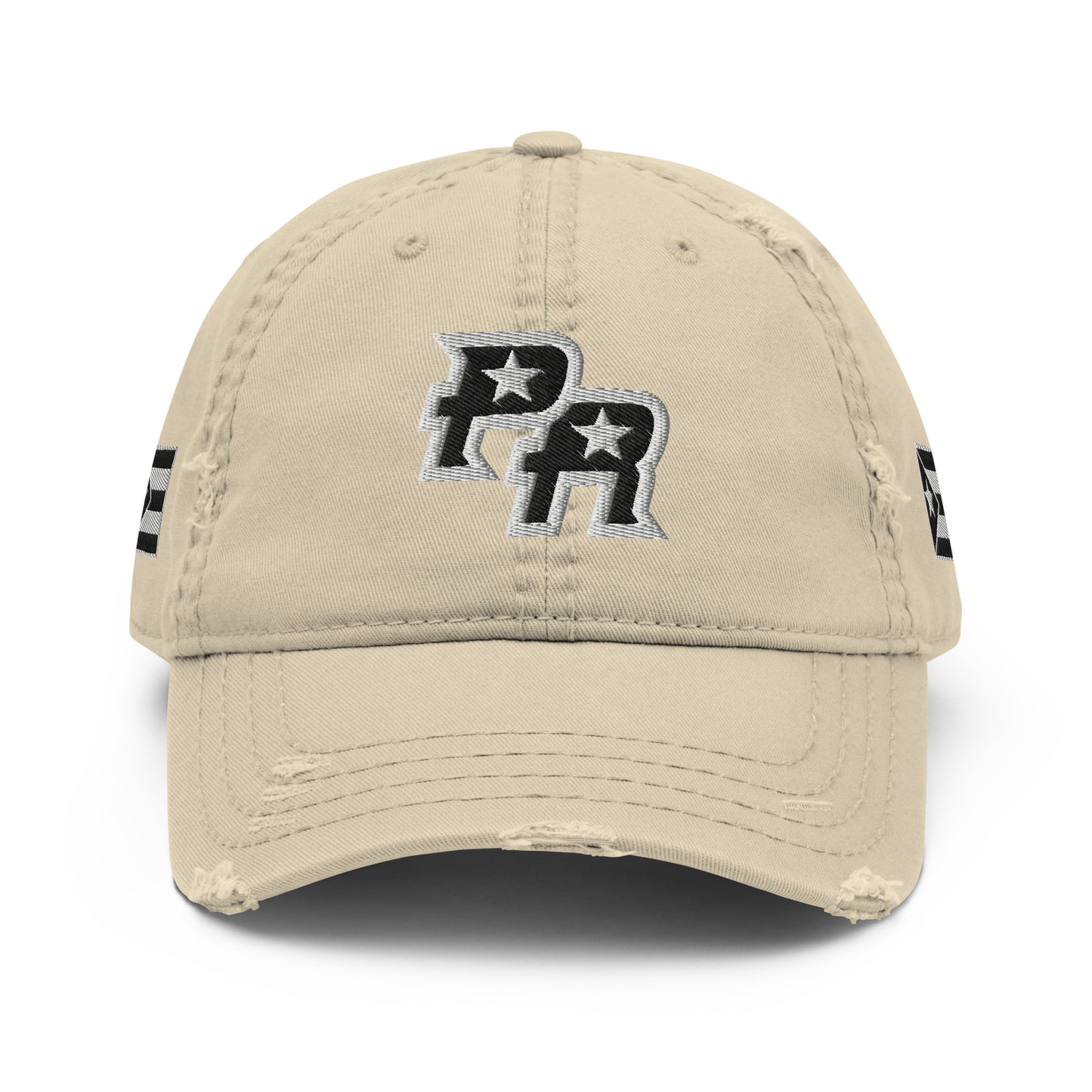 PR - BLK & WHITE (Distressed Dad Hat)