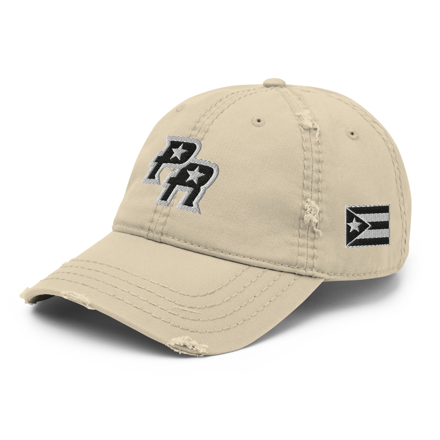 PR - BLK & WHITE (Distressed Dad Hat)