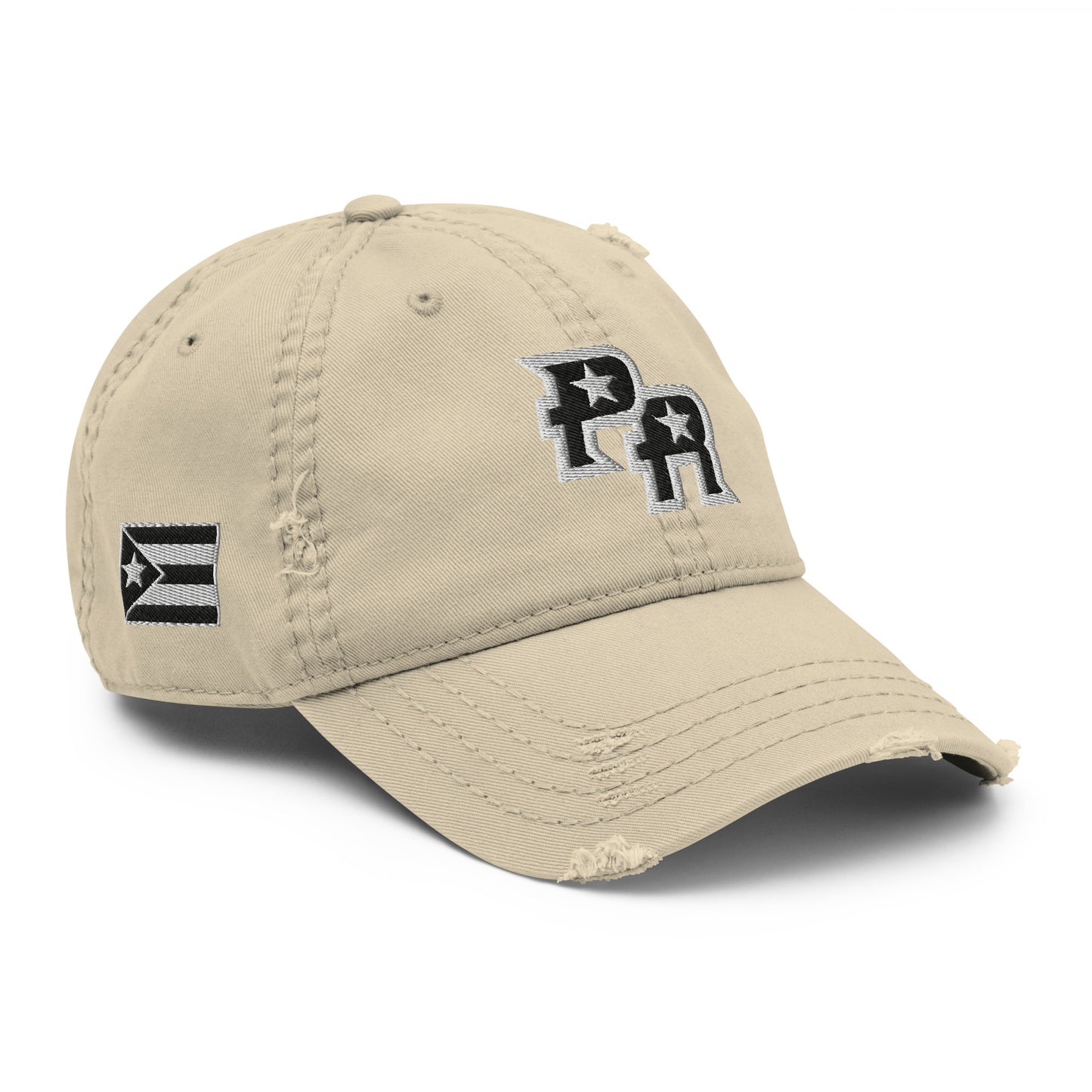 PR - BLK & WHITE (Distressed Dad Hat)