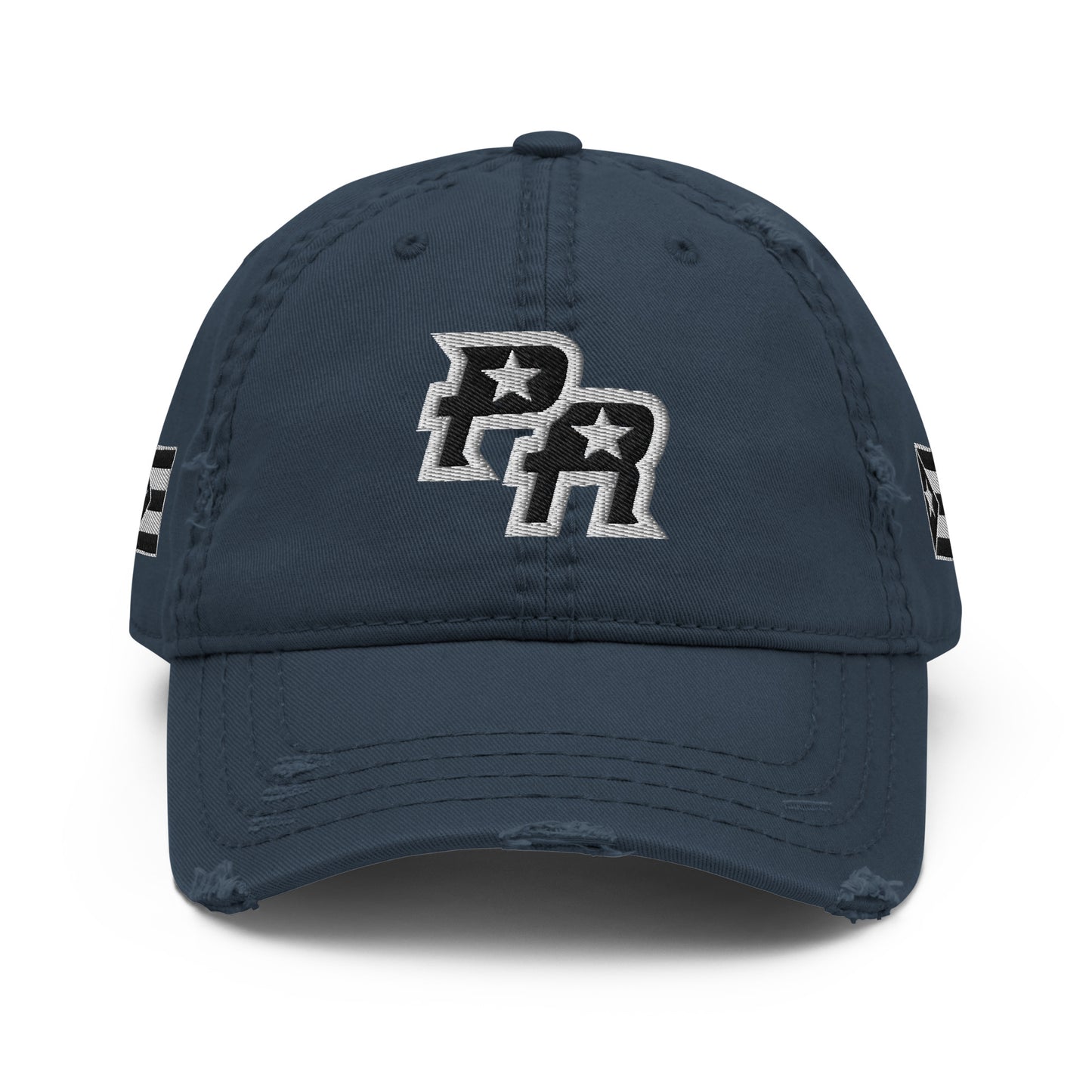PR - BLK & WHITE (Distressed Dad Hat)