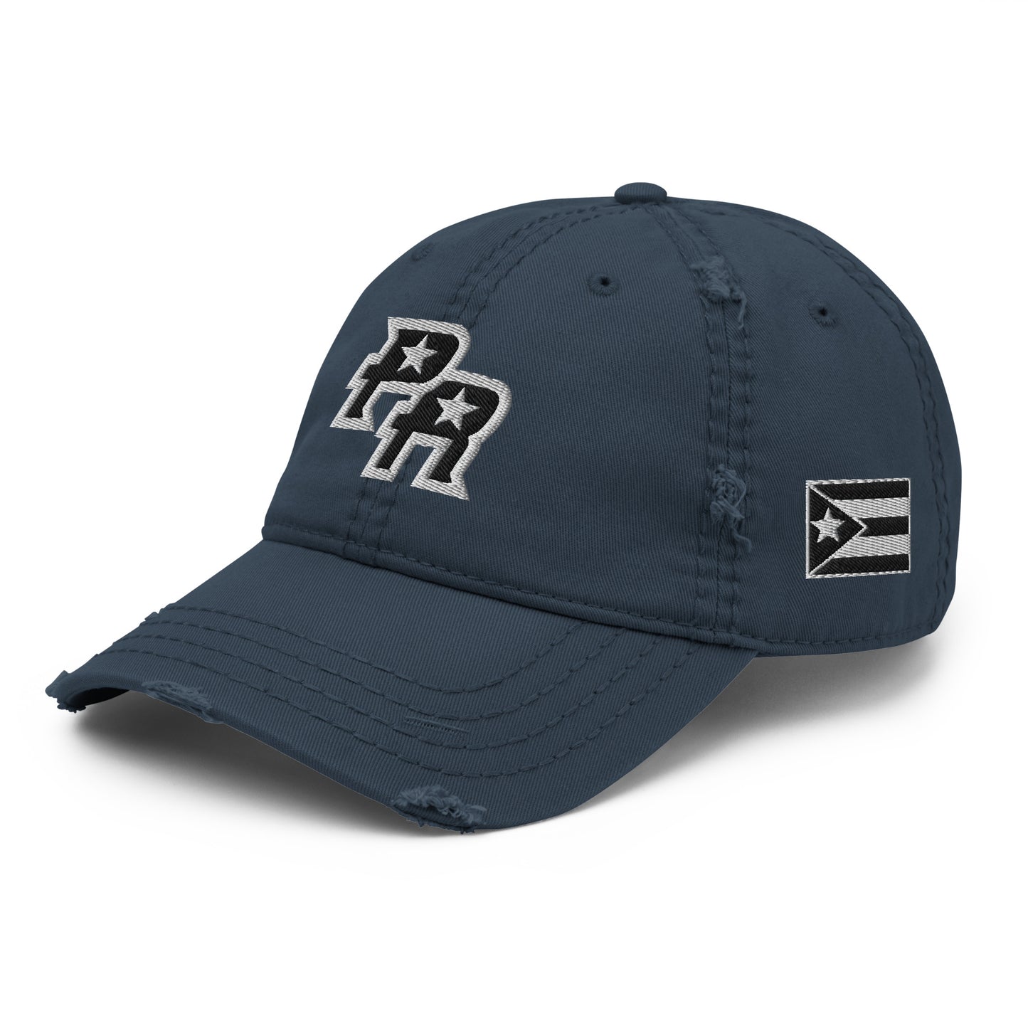 PR - BLK & WHITE (Distressed Dad Hat)
