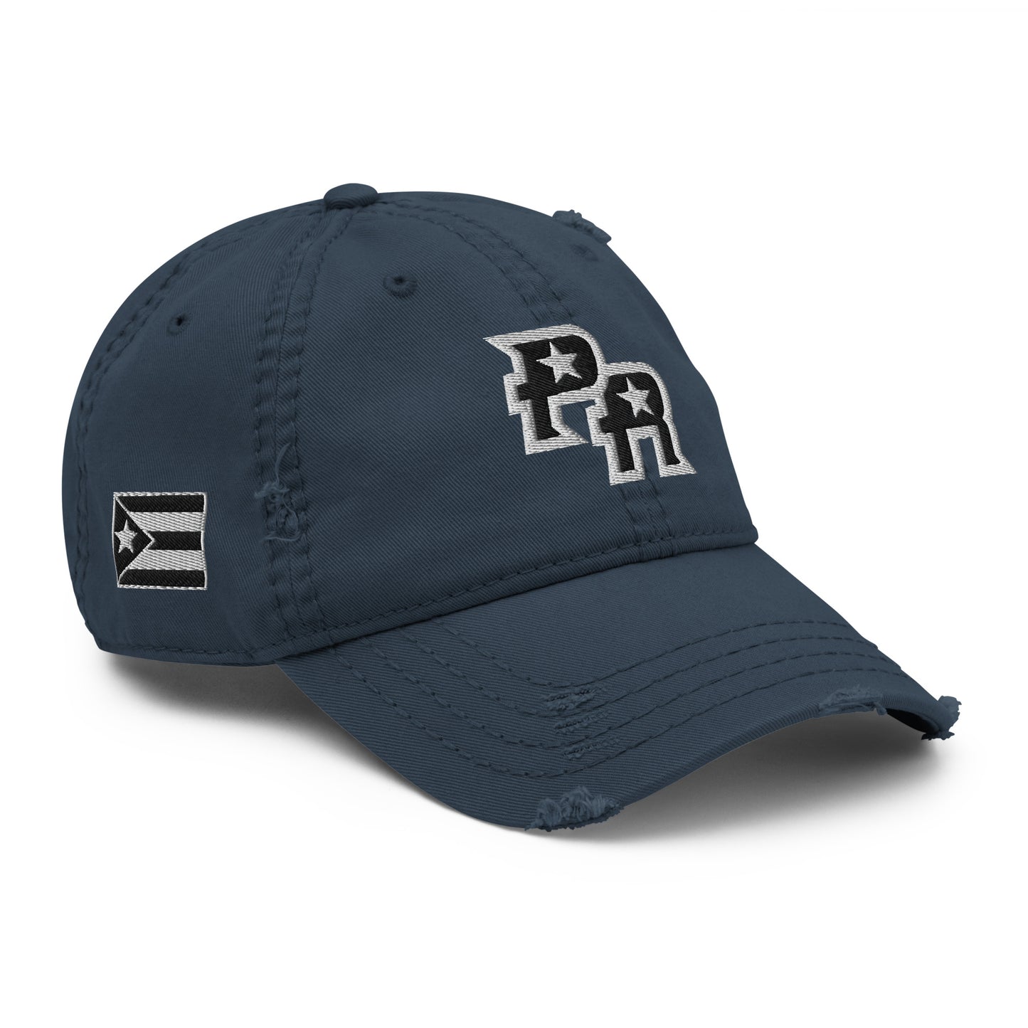 PR - BLK & WHITE (Distressed Dad Hat)