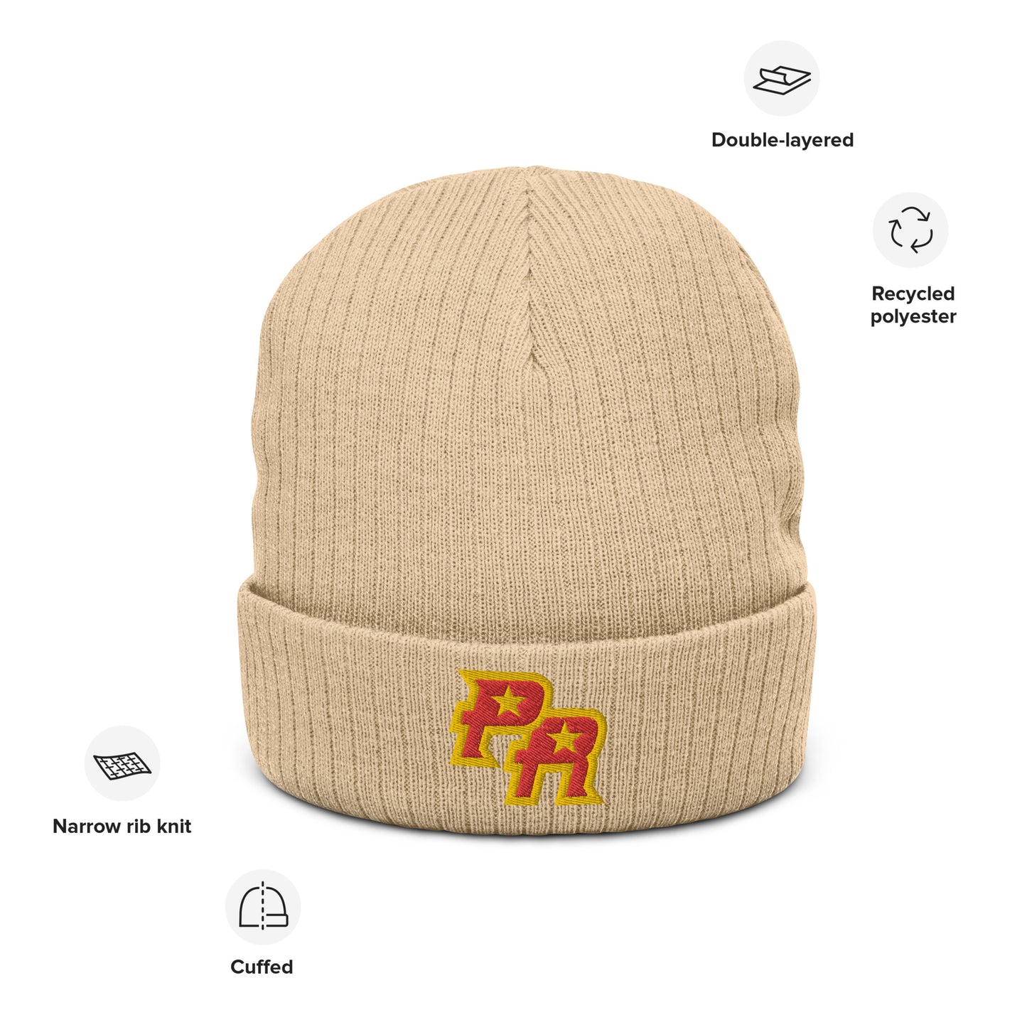 PR - RED & GLD (Ribbed knit beanie)