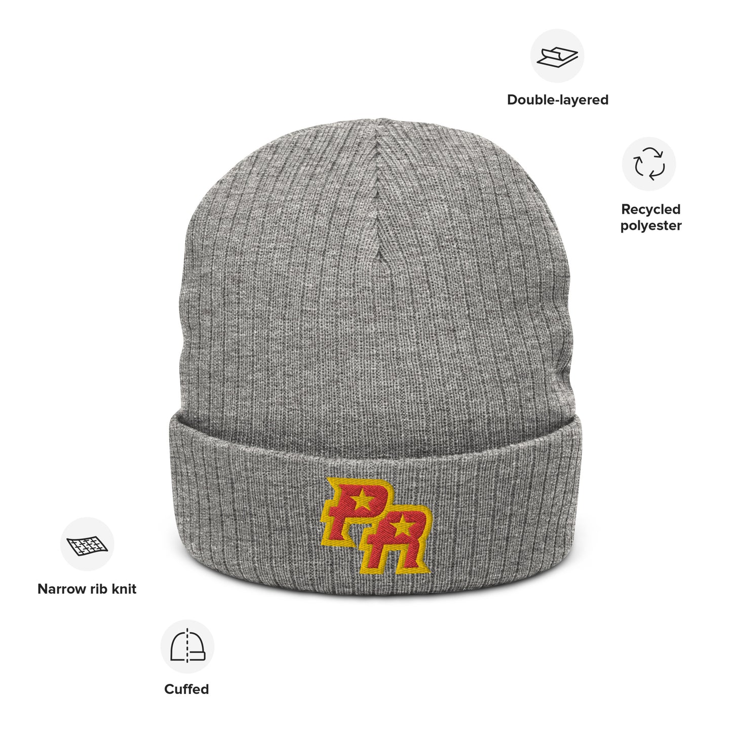 PR - RED & GLD (Ribbed knit beanie)