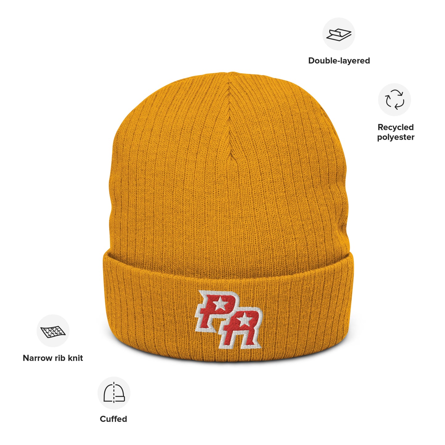 PR - RED & GLD (Ribbed knit beanie)
