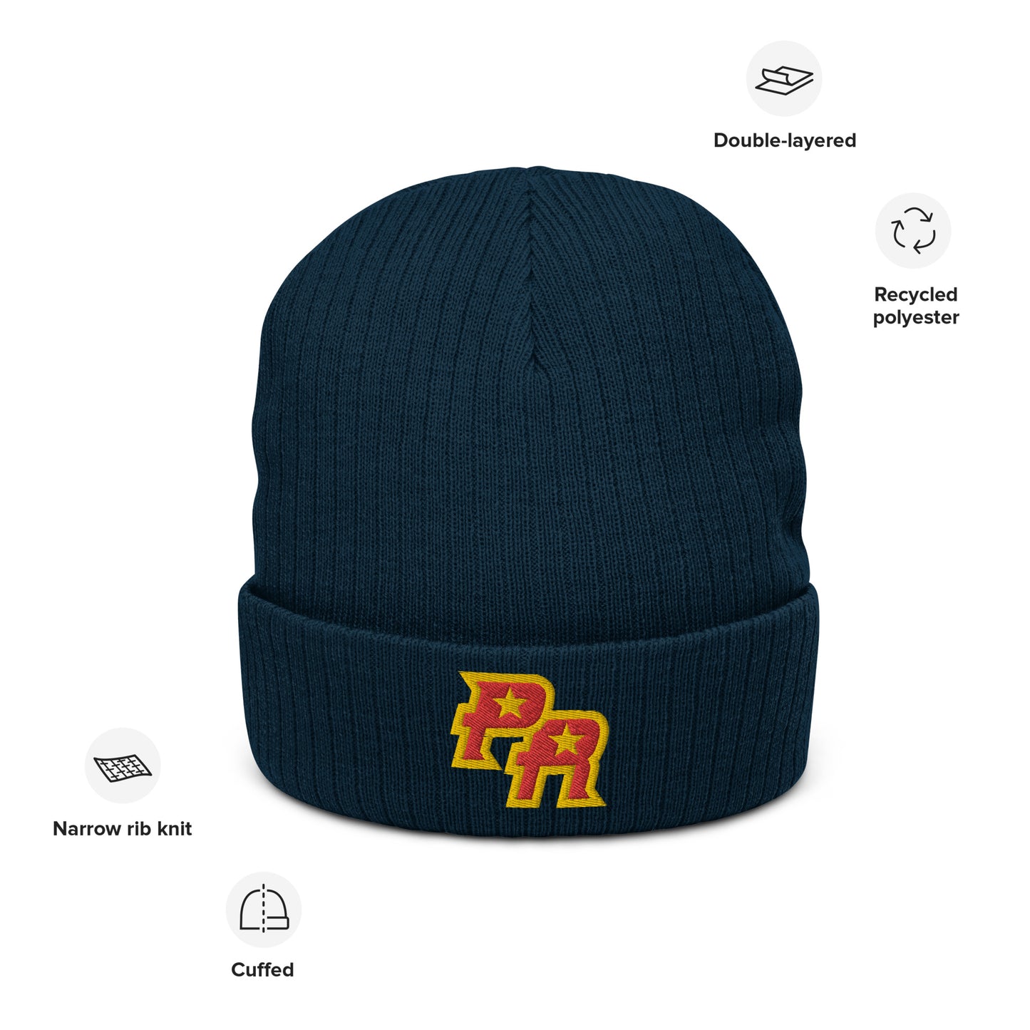 PR - RED & GLD (Ribbed knit beanie)