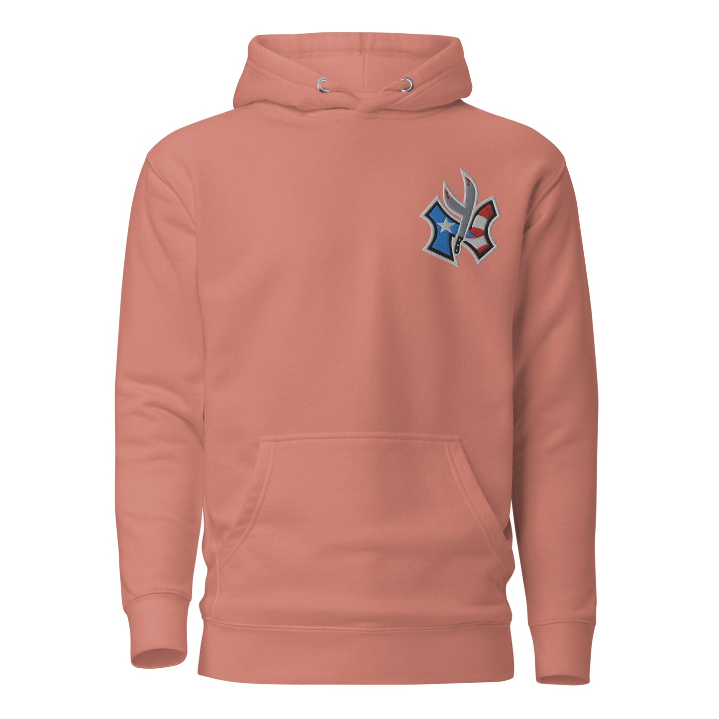 NUYO RICAN FLAG - LIGHT BLUE EMBROIDERY (PREMIUM HOODIE)