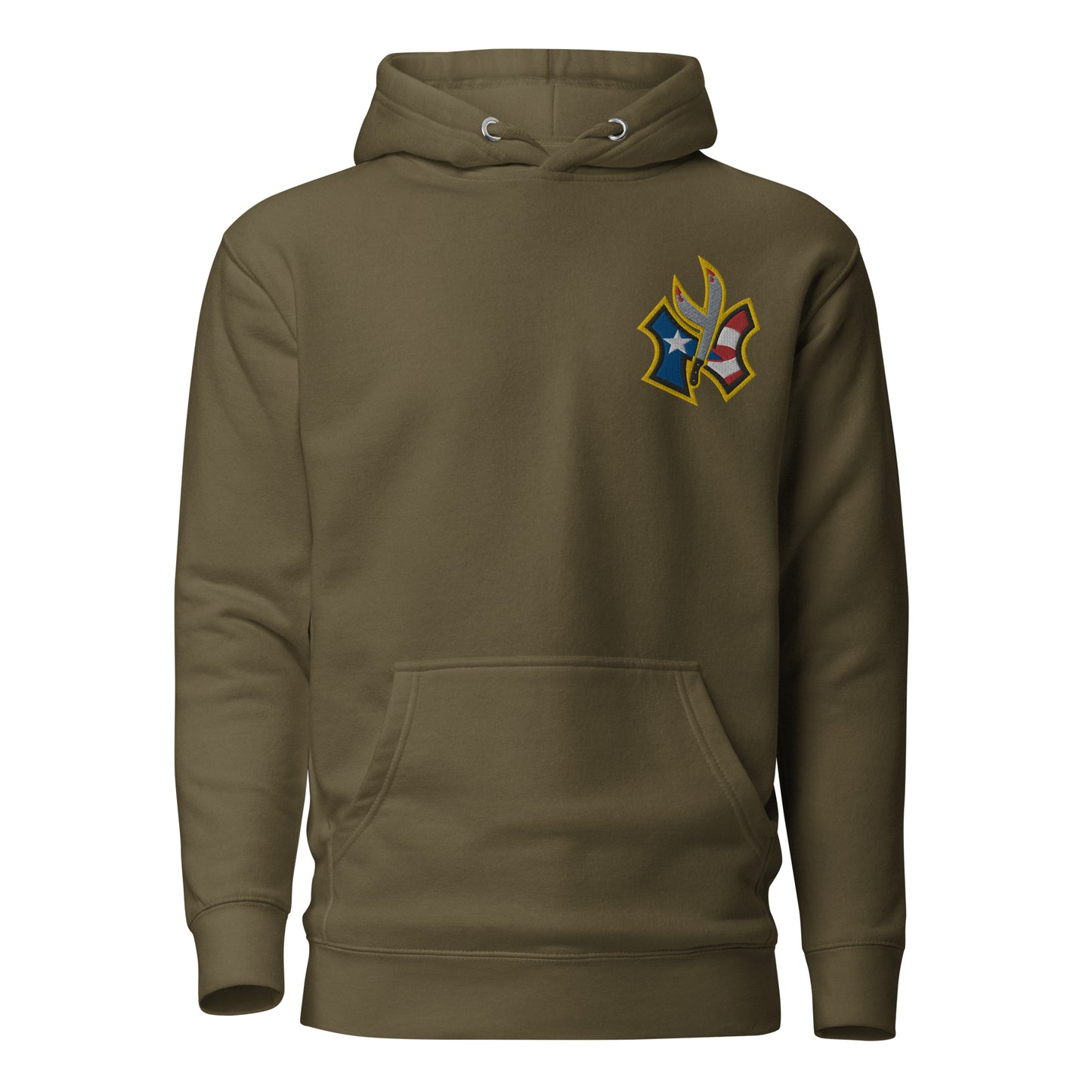 NUYO RICAN FLAG - GOLD EMBROIDERY (PREMIUM HOODIE)