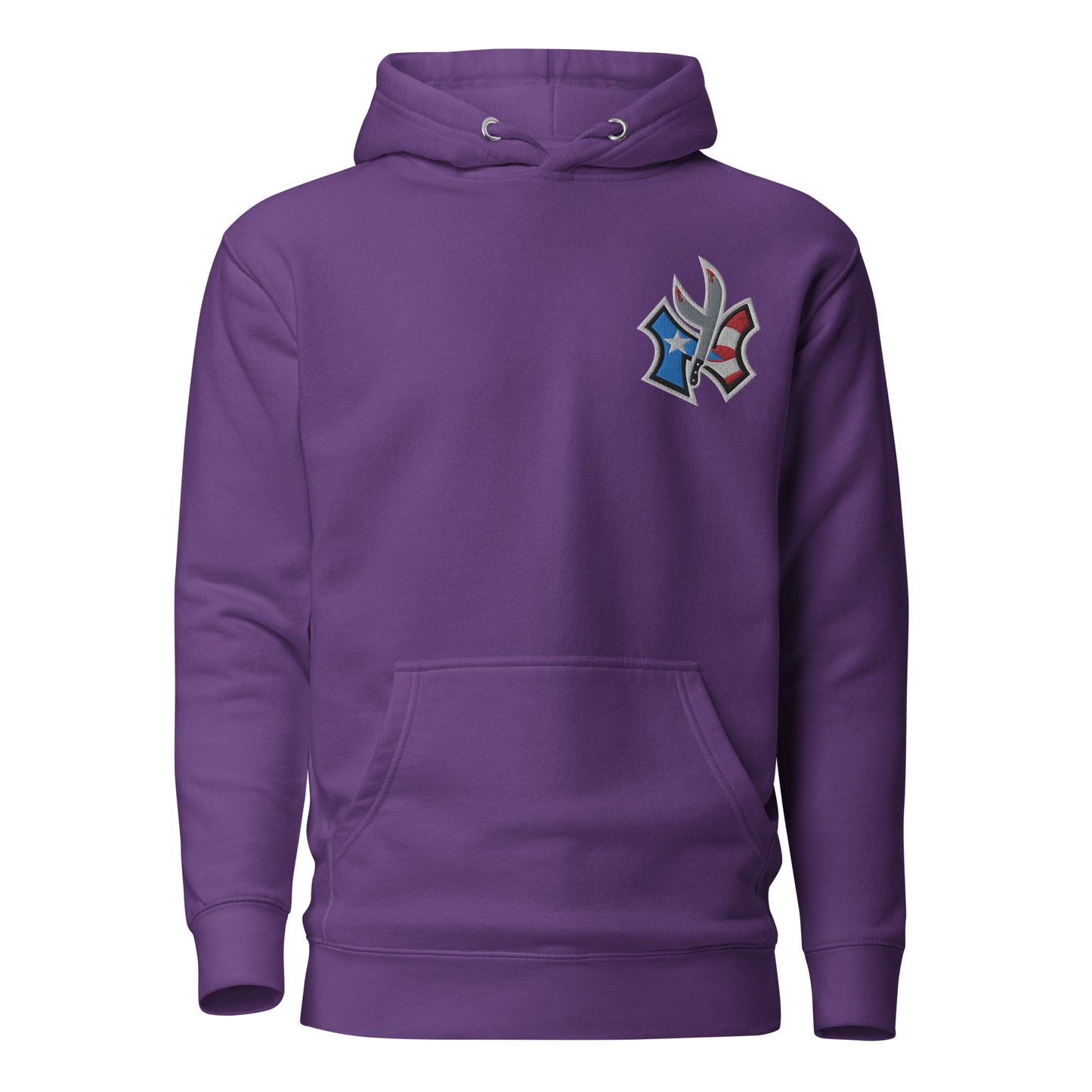 NUYO RICAN FLAG - LIGHT BLUE EMBROIDERY (PREMIUM HOODIE)