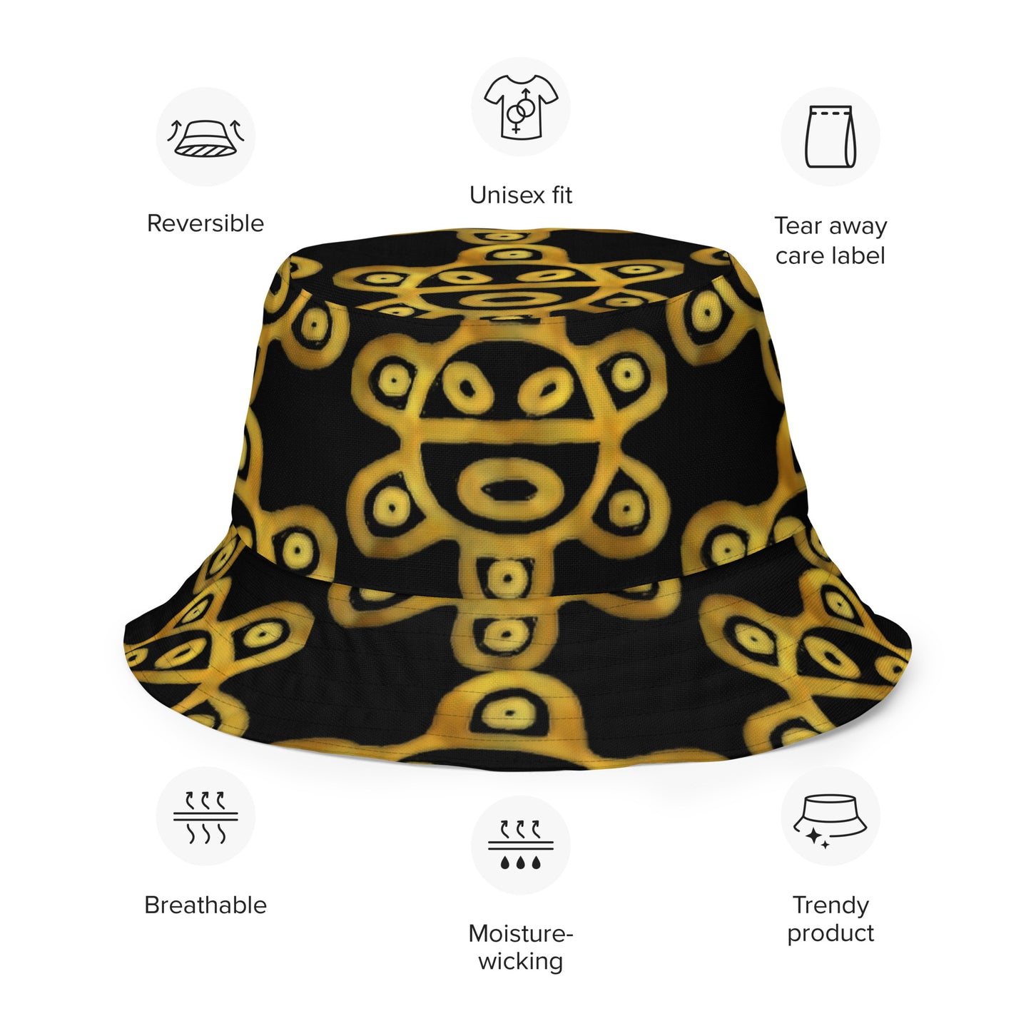 TAINO SOL - GOLD (AOP Reversible Bucket Hat)