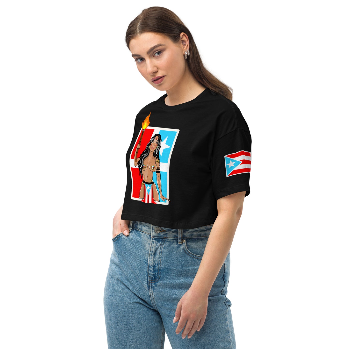 TAINO GODDESS (Loose Drop Shoulder Crop Top)