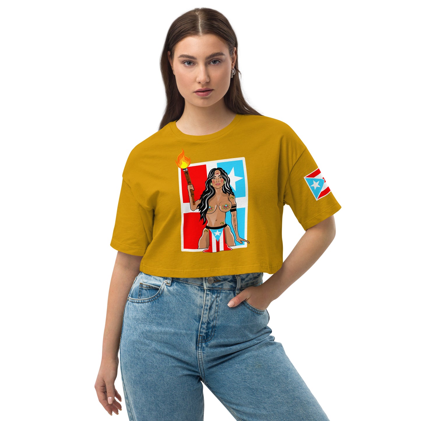 TAINO GODDESS (Loose Drop Shoulder Crop Top)