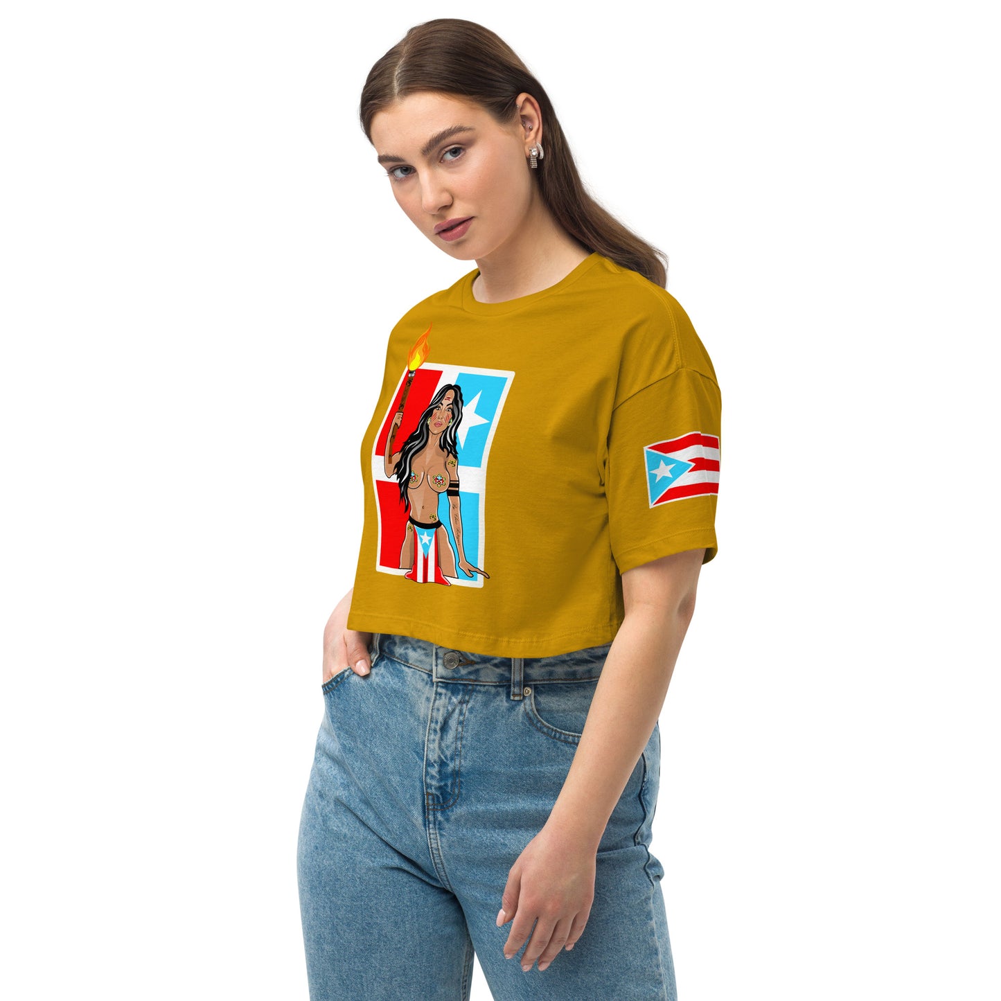 TAINO GODDESS (Loose Drop Shoulder Crop Top)