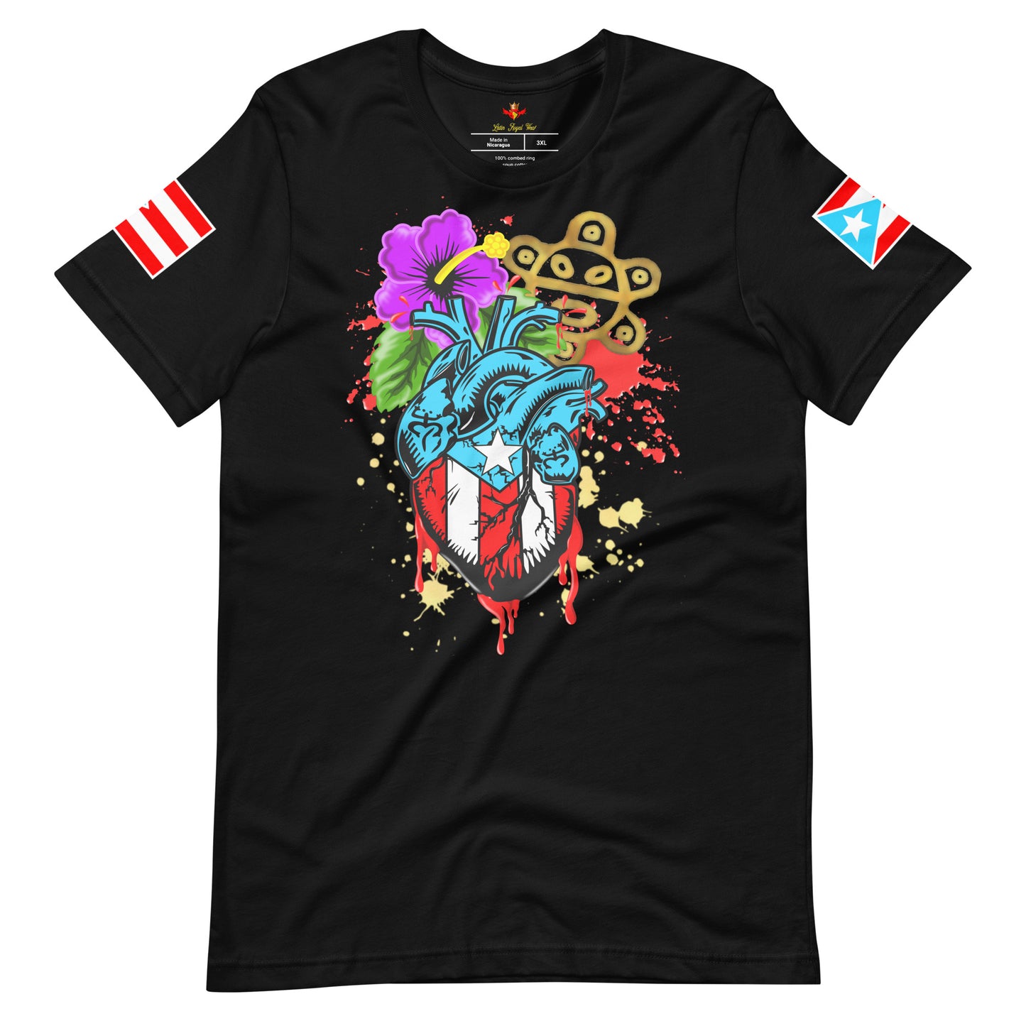 BORICUA DE CORAZON -SPLATTER *BIG SIZE*(PREMIUM TEE)