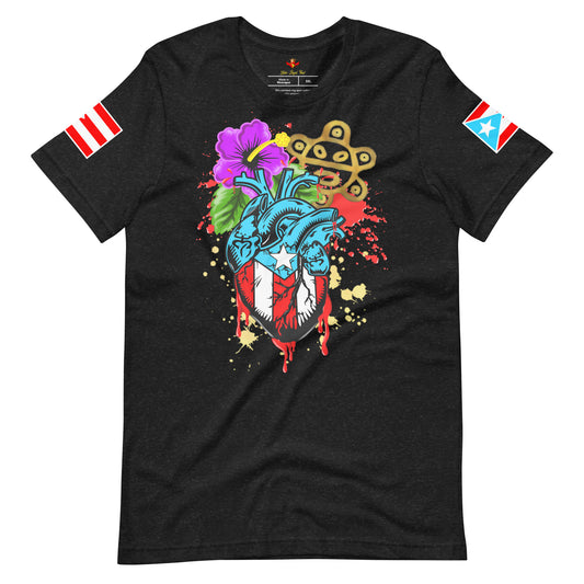 BORICUA DE CORAZON -SPLATTER *BIG SIZE*(PREMIUM TEE)