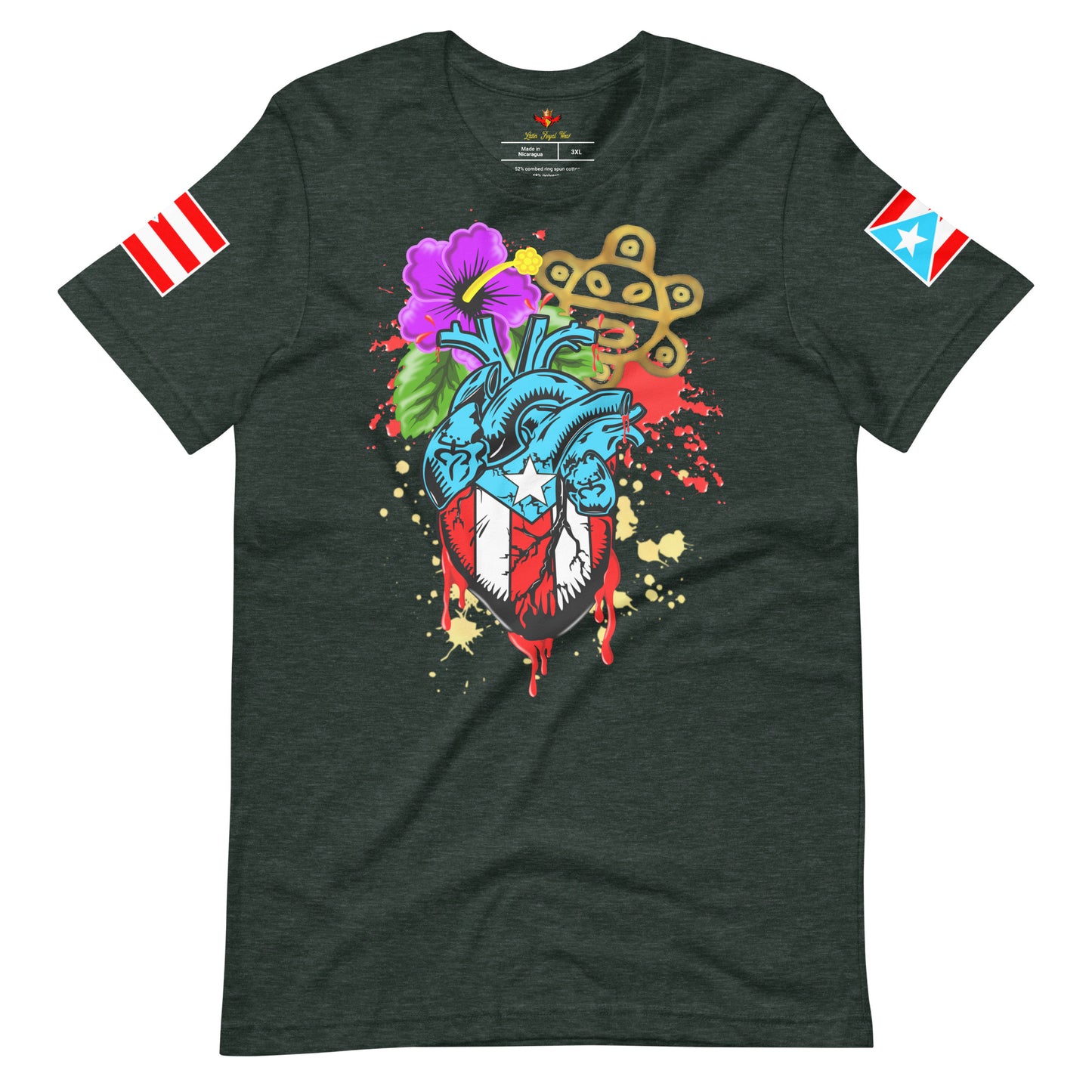 BORICUA DE CORAZON -SPLATTER *BIG SIZE*(PREMIUM TEE)