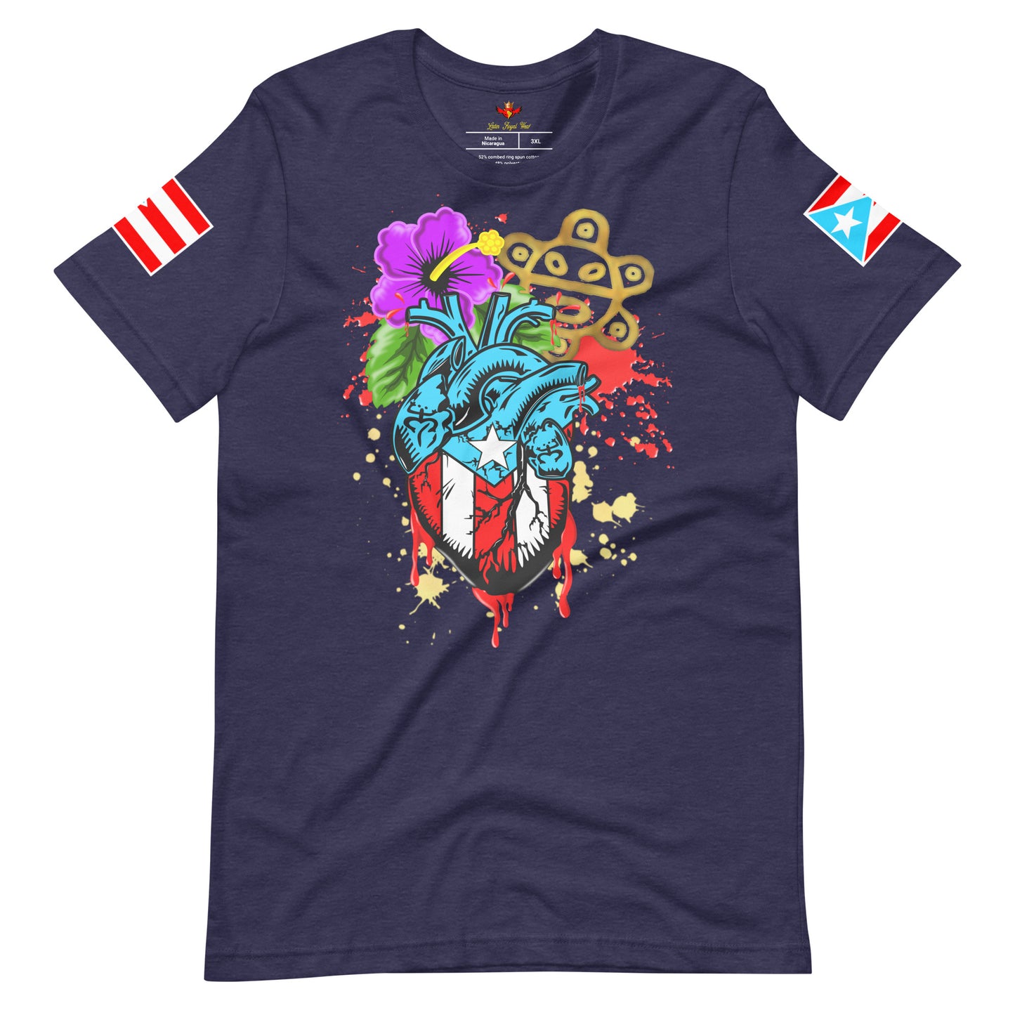 BORICUA DE CORAZON -SPLATTER *BIG SIZE*(PREMIUM TEE)