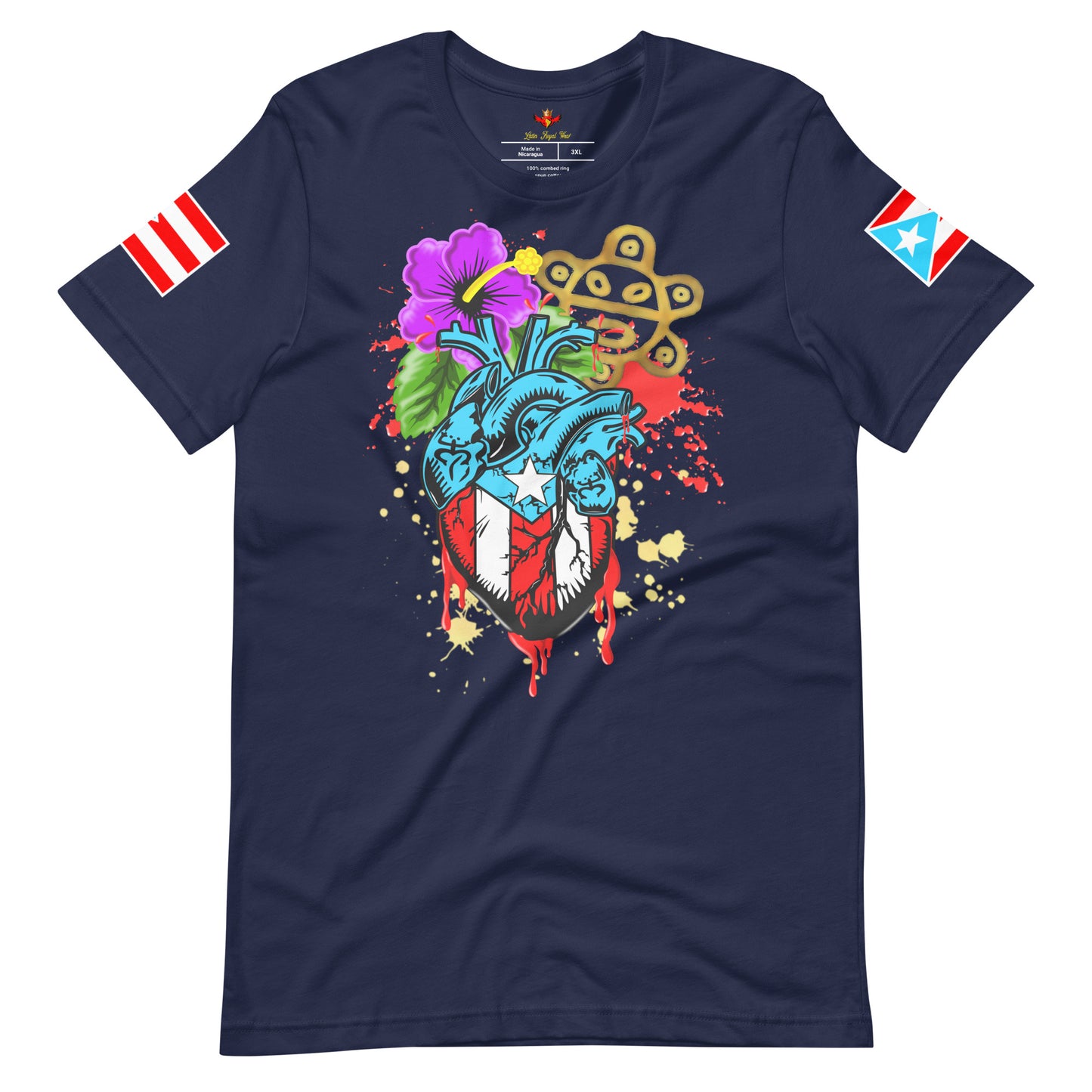 BORICUA DE CORAZON -SPLATTER *BIG SIZE*(PREMIUM TEE)