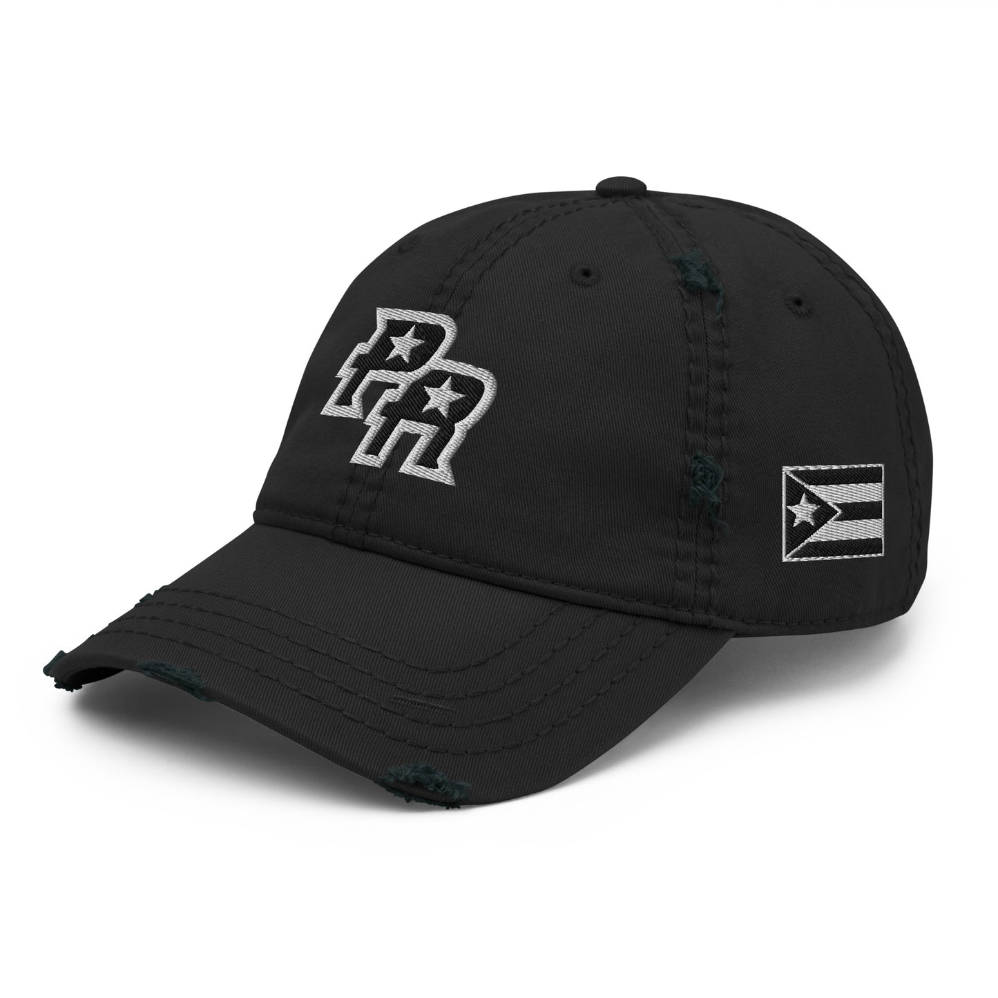 PR - BLK & WHITE (Distressed Dad Hat)
