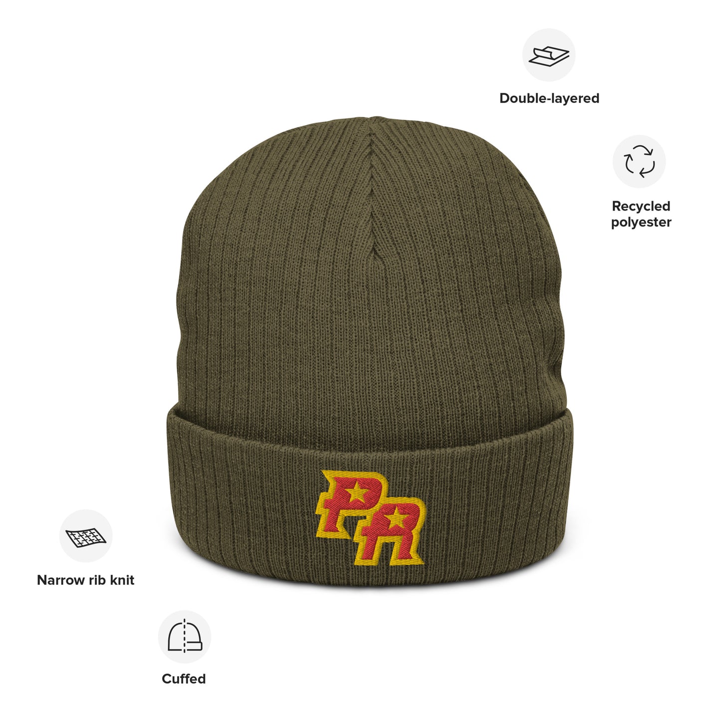PR - RED & GLD (Ribbed knit beanie)