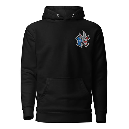 NUYO RICAN FLAG - LIGHT BLUE EMBROIDERY (PREMIUM HOODIE)